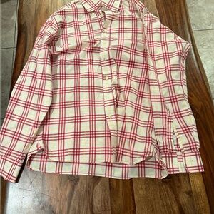 Burberry Red and White Plaid Casual Shirt mens large